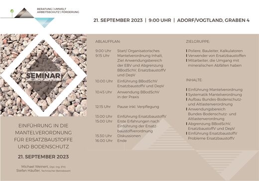 Flyer zum Seminar über die Mantelverordnung